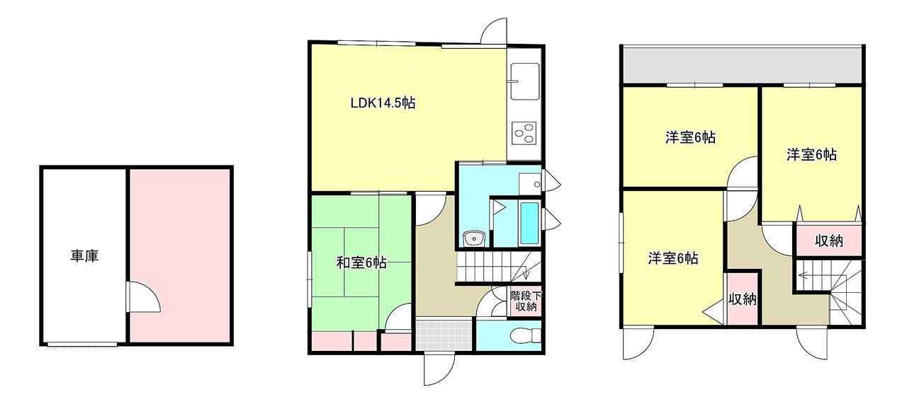 駐車2台可能(車庫と青空駐車場)！リフォーム済（2021年）戸建！シャワー付き洗面台・システムキッチン・温水洗浄便座・TVインターホン等設備充実♪物置あります☆